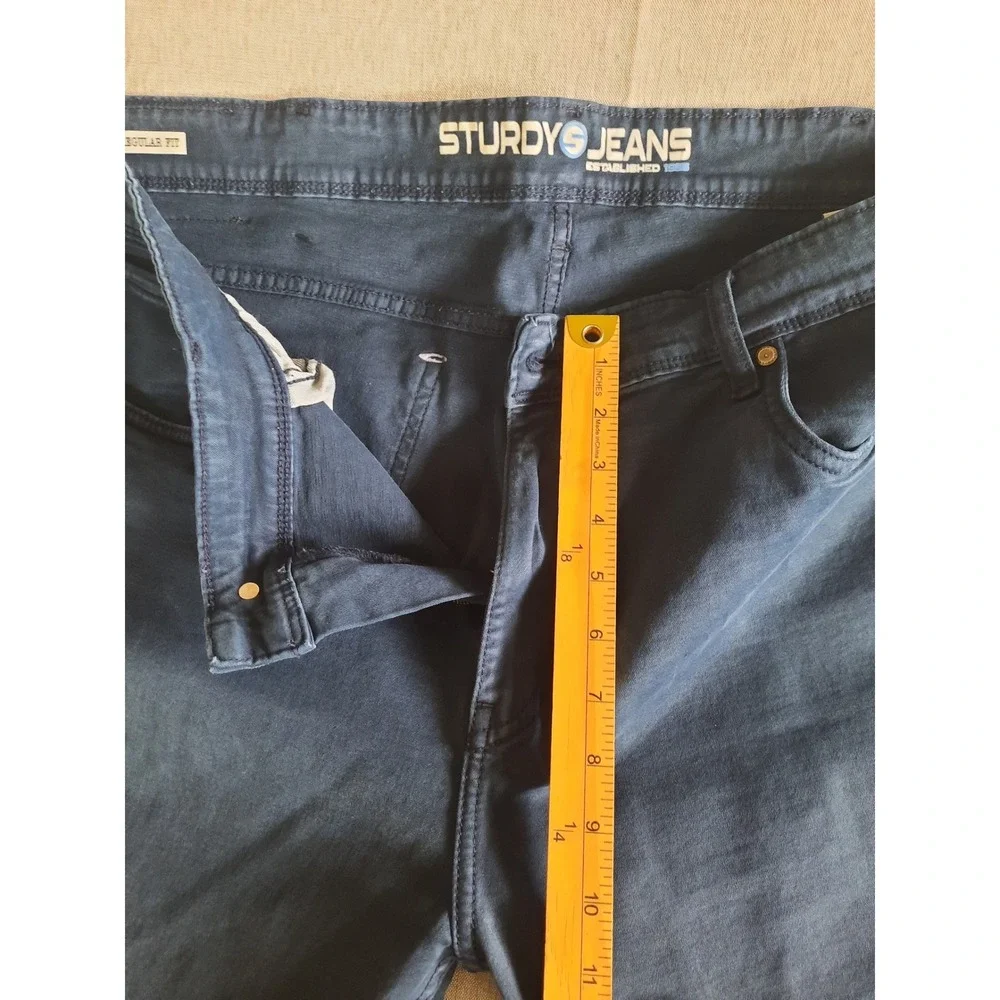 Sturdy Jeans Men 42 Regular Fit Stretch Straight Navy Blue Cotton Blend Bootcut